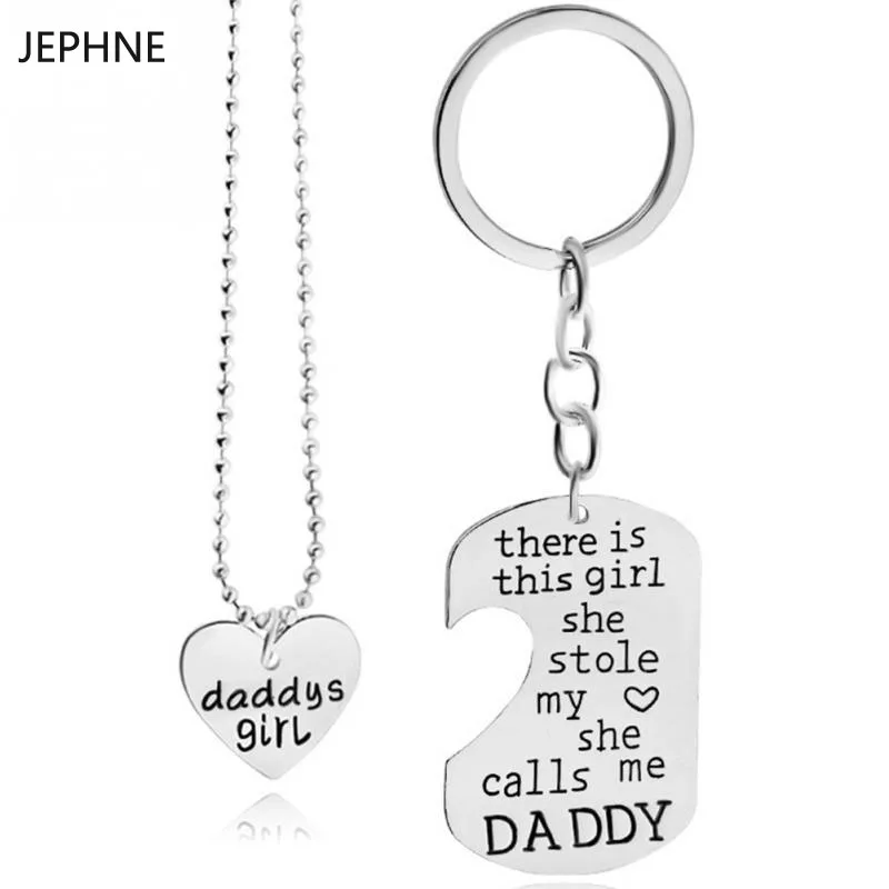 Keychain Heart Key Chain Necklace Set Girl Stole My Love Gifts For Daddy Mommy