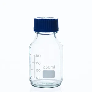 Image for 2 Pcs Glass Blue Screw Cap 250ml Reagent Bottle 