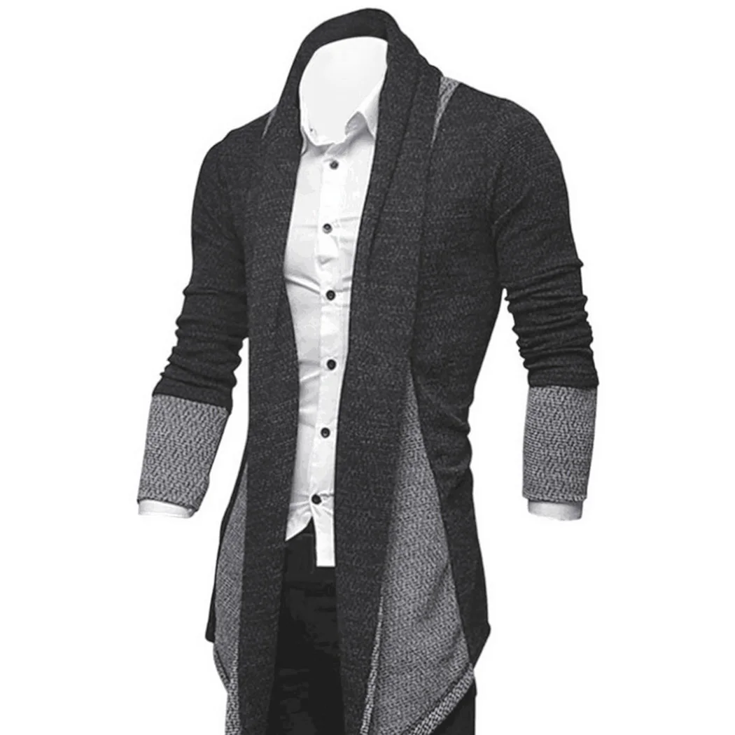 Модные Для мужчин Лоскутные вязаные свитера Кардиган 2018 осень-зима пуловер с длинными рукавами Для мужчин Повседневное Перемычка тянуть