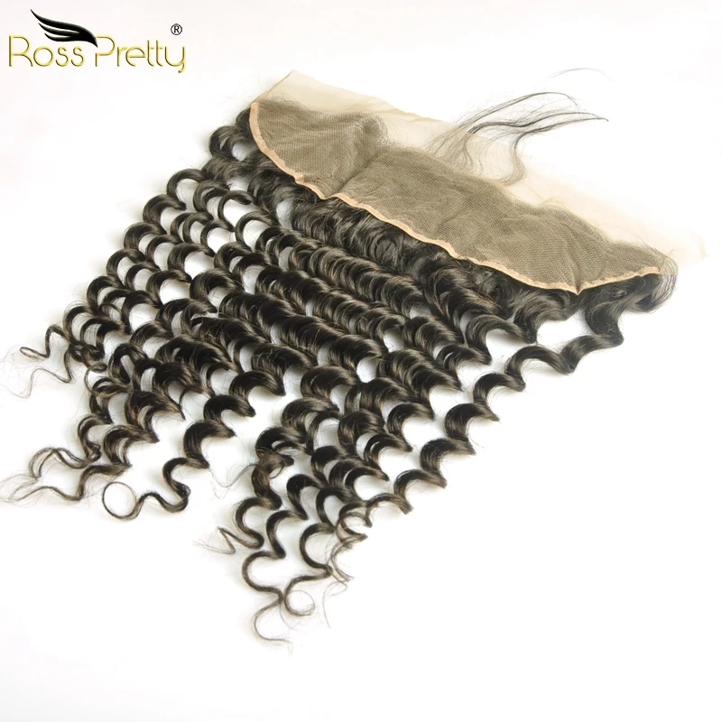 Ross Pretty Remy Brazilian Hair Pre Plucked Lace Frontal Deep Wave Ear to Ear 13x4 lace front natural human hair product