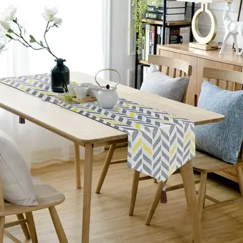

Modern Nordic Style Geometric Pattern Linen Table Runner Simple Tablecloth Table Decoration For Home Party Wedding Christmas