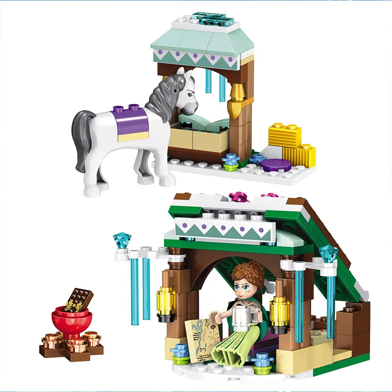 

155pcs NEW Princess Series Building blocks White horse Princess Ice Adventure Compatible legoINGLYS Cartoon Toys for children