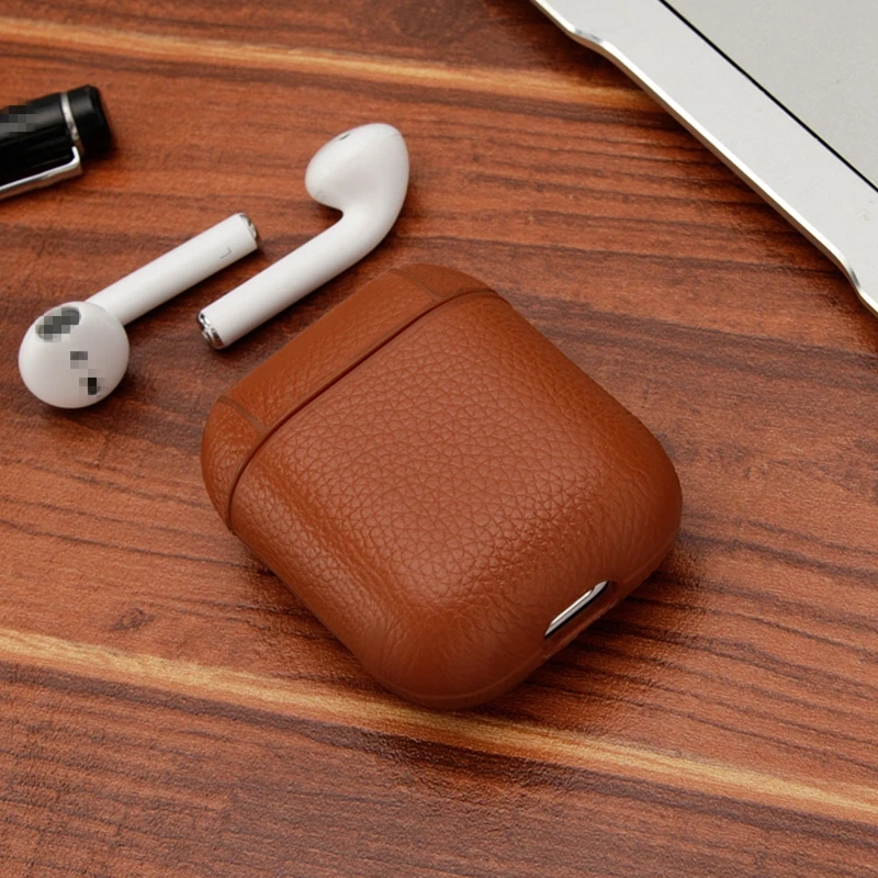 HOTR сумки для наушников из натуральной кожи Apple Airpods зарядный чехол Защитный