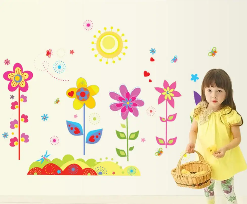 

Flowers wall sticker child role of children's diy adhesive art mural picture poster removable vinyl wallpaper AY708