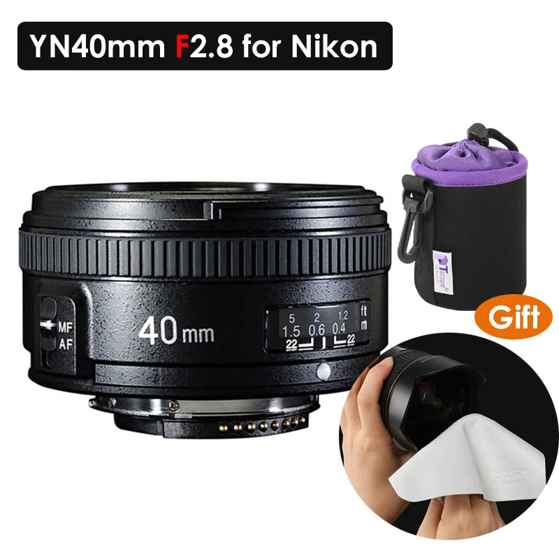 Объектив YONGNUO 40 мм F2.8 легкий стандарт Prime AF/MF объектив с автофокусом yn40мм для