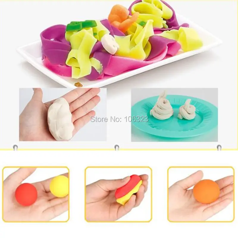 Molde de Argila de Cor Máquina de Macarrão Fabricante de Bolinhos Brinquedo de Comida Kit de Ferramentas de Modelagem de Plasticina de Cozinheiro Novo Tóxico Chinesa Playdough 3d Não 7 High Quality Brinquedos e hobbies