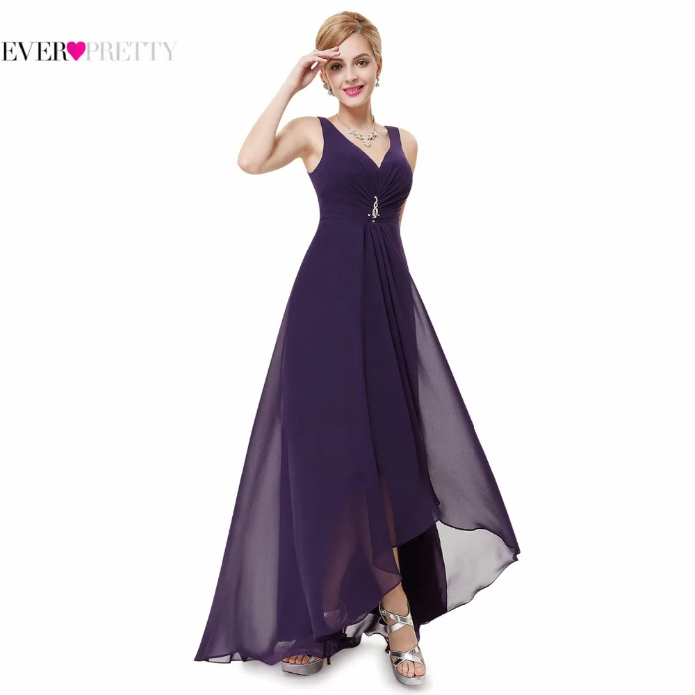 HE09983BK Ever Pretty 2014 New Arrival Double V Neck Rhinestones Ruched Bust High Low Formal Evening