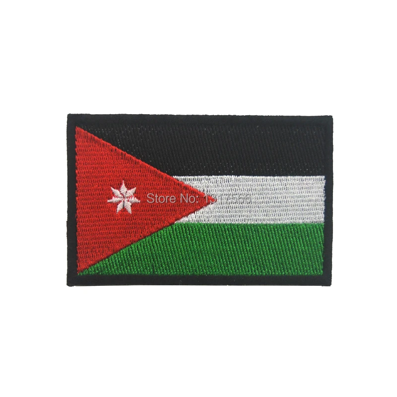

Jordanian National Flag Embroidery Patch Jordan Embroidered Patches Military Tactical Armband Fabric Sticker Sewing Applique