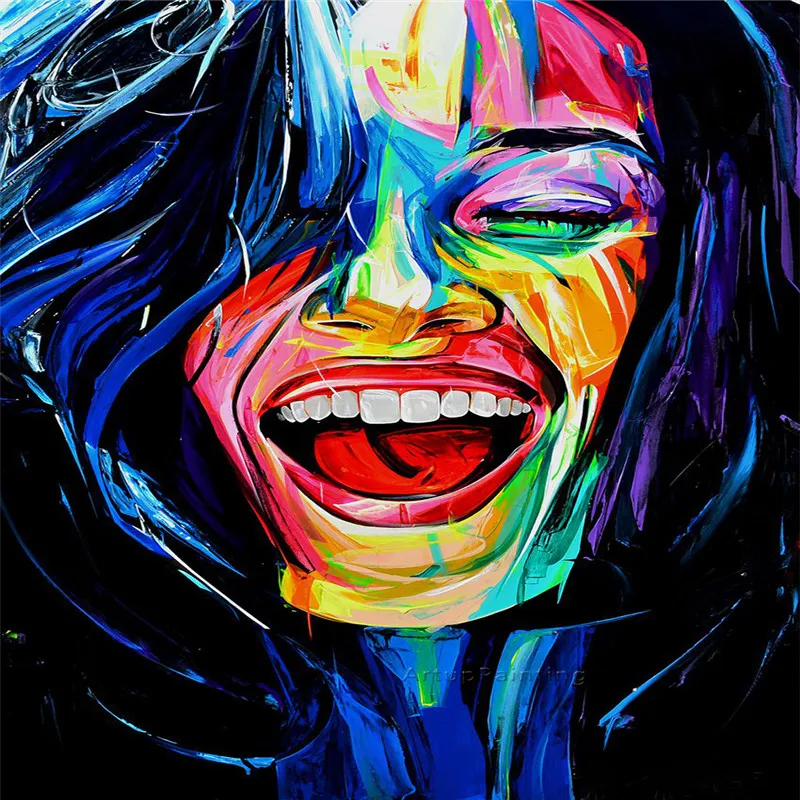 

Francoise Nielly face oil painting wall art pictures living Palette knife Impasto texture on canvas quadros caudros decoracion
