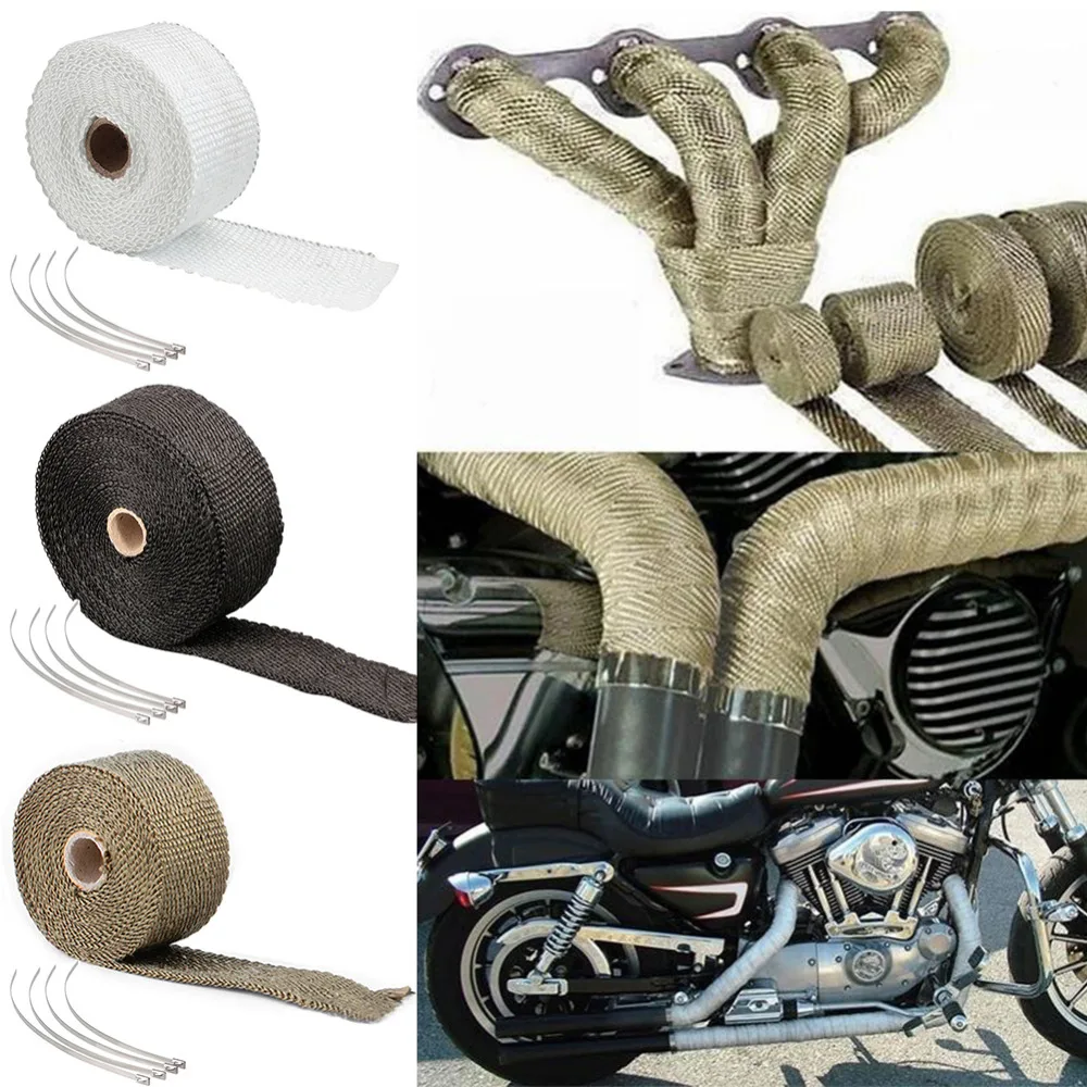 5M Motorcycles Exhaust Front Pipe Anti hot Wrap Heat Manifold Insulation Cloth Roll With 3