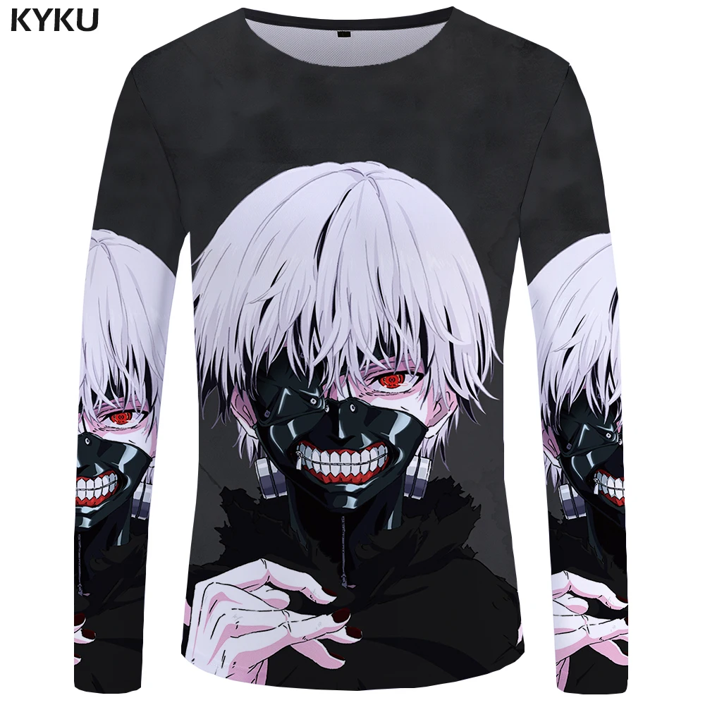 Мужская футболка с длинным рукавом KYKU хлопковая в японском стиле|tees men|funny t shirtstshirt