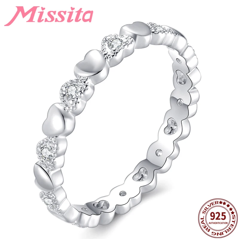 

MISSITA 100% 925 Sterling Silver Rings for Women Love Series Heart Wedding Brand Fashion Jewelry Anniversary Gift HOT SELL