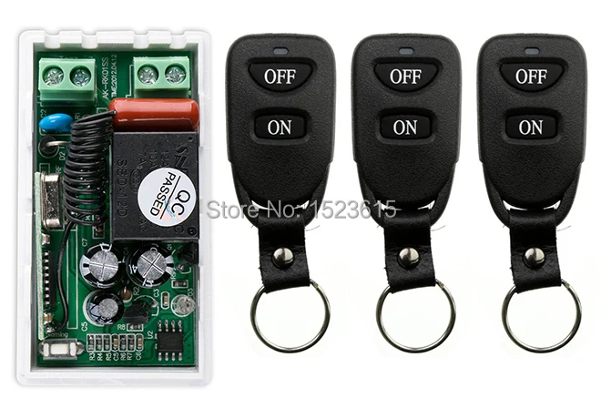

NEW AC220V 1CH 10A Remote Control Light Switch teleswitch Relay Output Radio Receiver Module and 3 pcs Belt buckle Transmitter