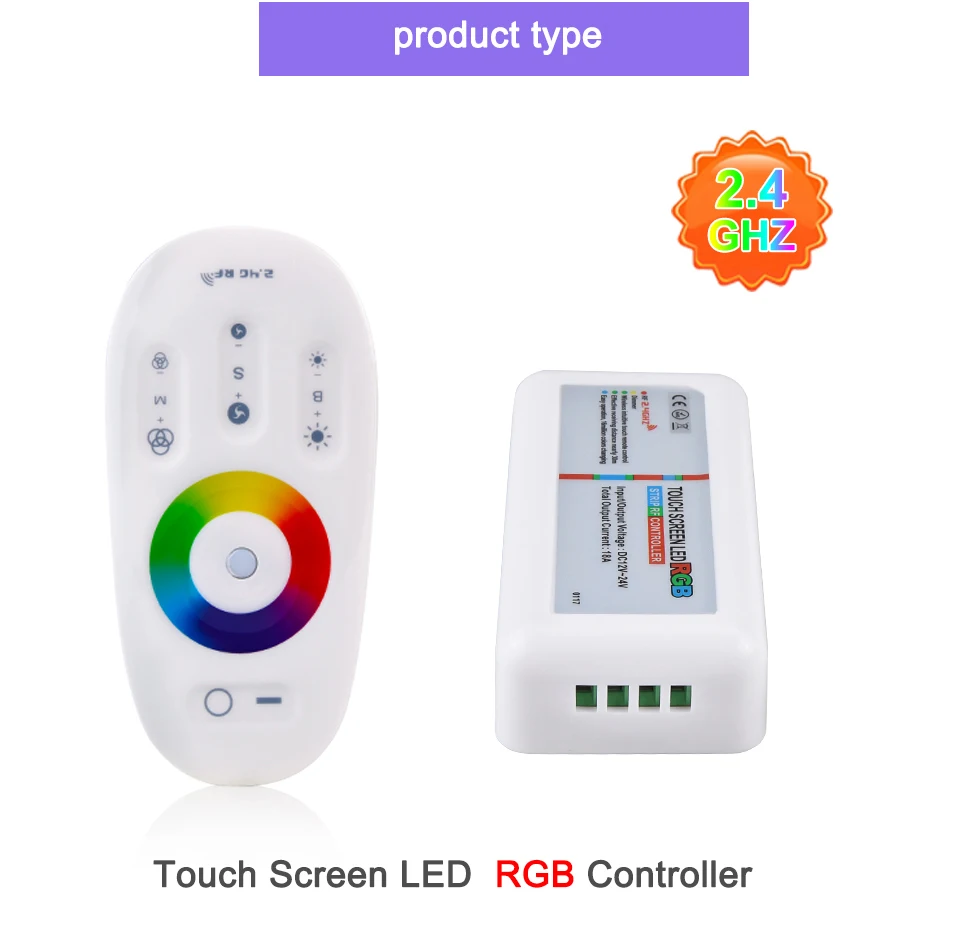 EeeToo Touch Screen LED RGB RGBW Controller 2.4G DC 12-24V Wireless RF Remote Controller Dimmer for RGB RGBW LED Strip Light (4)
