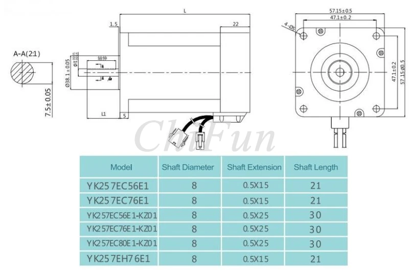 57 motor dimension