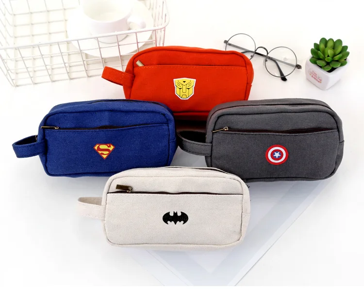 

superhero Batman Pencil case Student Stationery Bags Zipper school pen bag Makeup Case money bag storage box