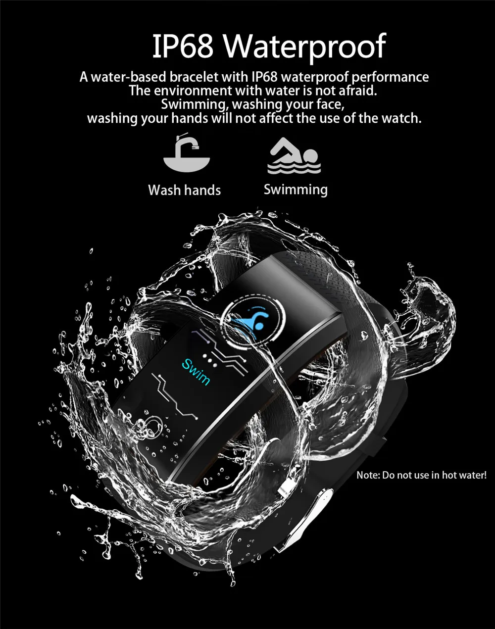 Pulseira inteligente Passometer IP68 Smartband Sono Monitor
