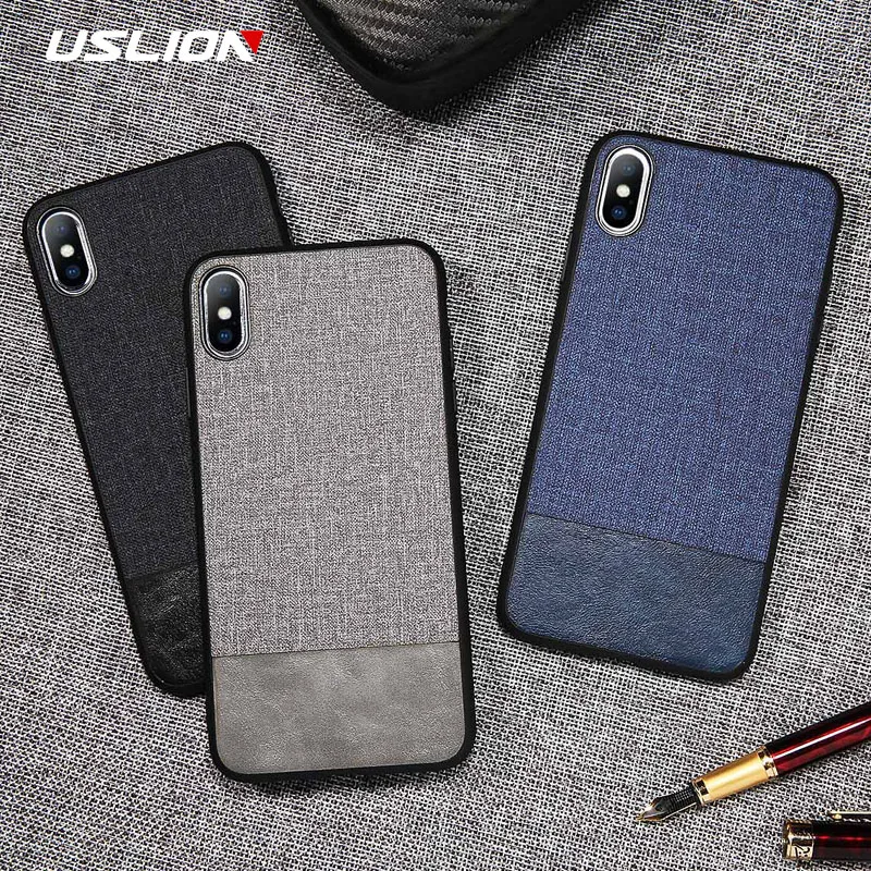 

USLION Cloth Skin Matte Cases For iphone 6 6s 7 8 Plus PU Leather Phone Back Cover For iPhone X XS XR XS Max PC + TPU Case Coque