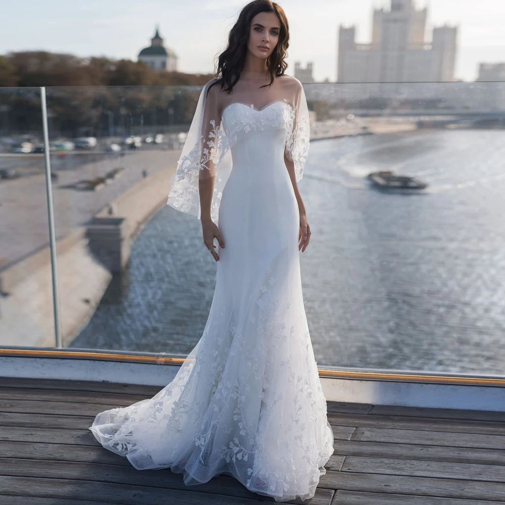 Новые Свадебные платья Русалка с запахом Robe de Mariee элегантная аппликация корсет Кружева Свадебные платья под заказ