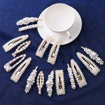 

2pcs/set 8 Style Beads Hair Clip Barrette Stick Hairpin Women Korean Pearl Imitation Hair Styling Accessories handmade For Girls