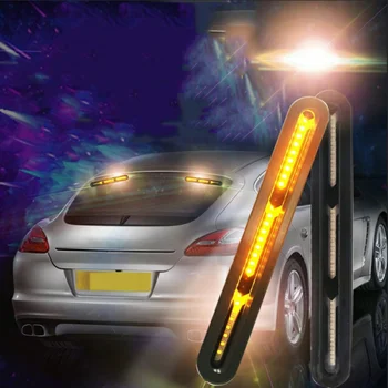 

2pcs 12V LED High Additional Stop Light Red Universal LED Car Third Brake Light With Running Yellow Turn Signal Tail Lamp