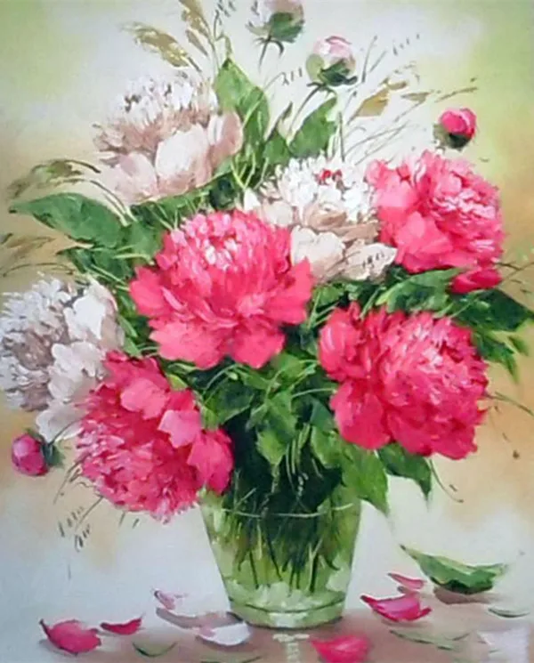DIY 3D Pink peony flowers Diamond Mazayka Painting Embroidery Patterns Rhinestone Mosaic needlework | Дом и сад