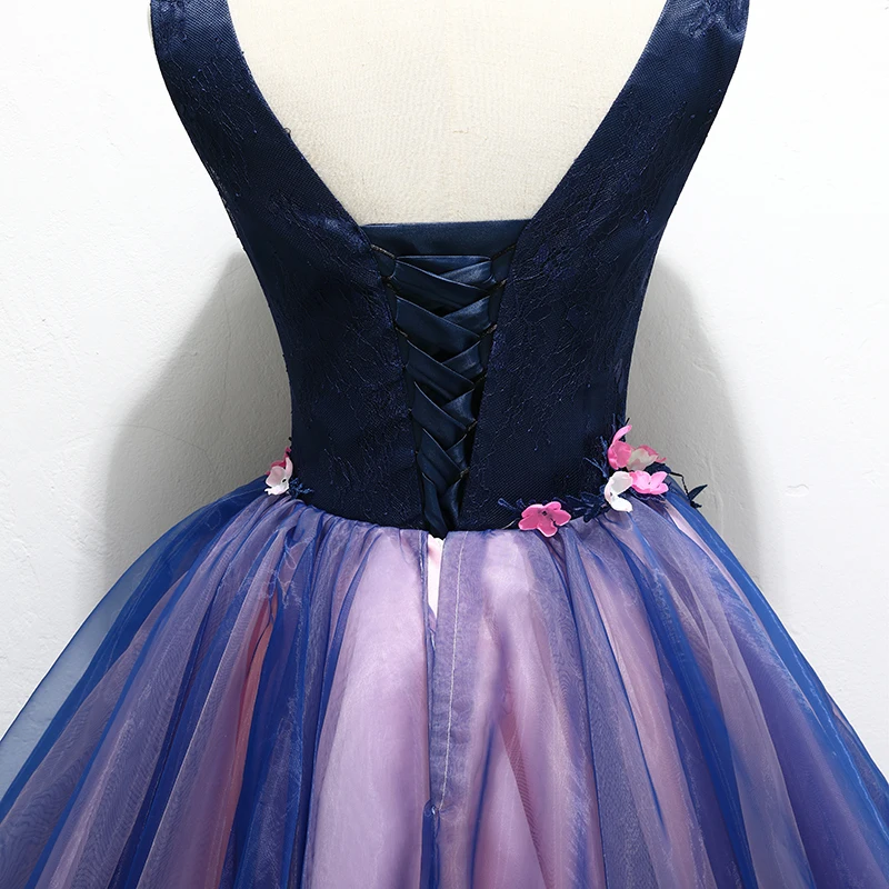 Prom Dress V-neck Classic Flower Appliques Noble Mini Ball Gown Sweet Quinceanera Dresses Party Prom Formal Dress quinceanera dresses