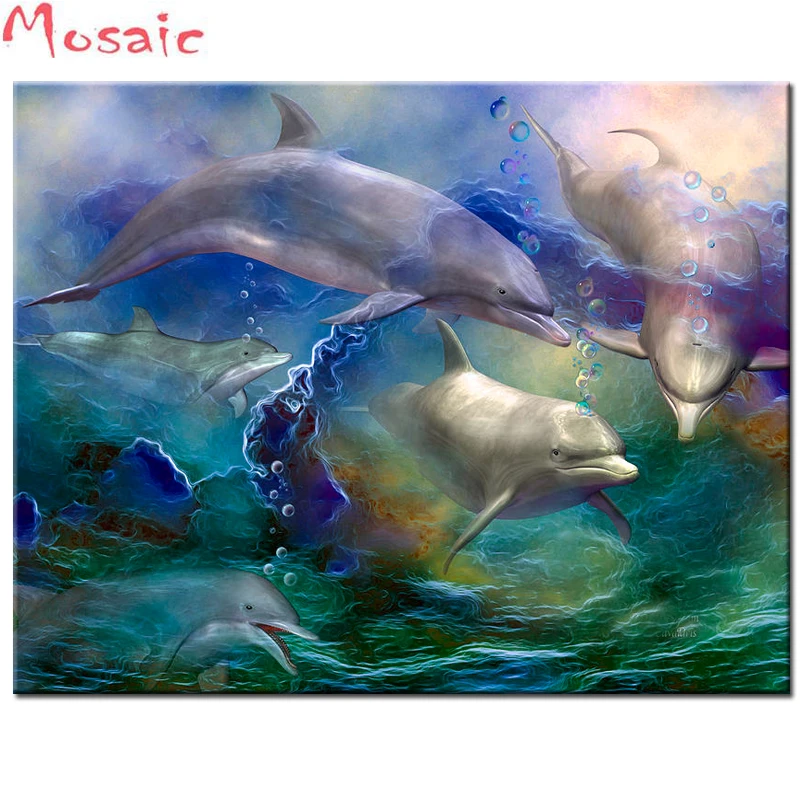 

Diamond Painting Cross Stitch Dolphins Icons Hobby Crafts Diamond Mosaic Handmade Gift Embroidery Home Decoration 5D DIY