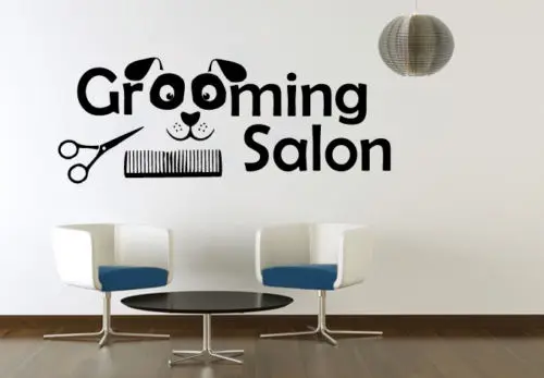 Grooming Salon Wall Decal Vinyl Dog Comb Scissors Pet Shop Stickers Decor | Дом и сад