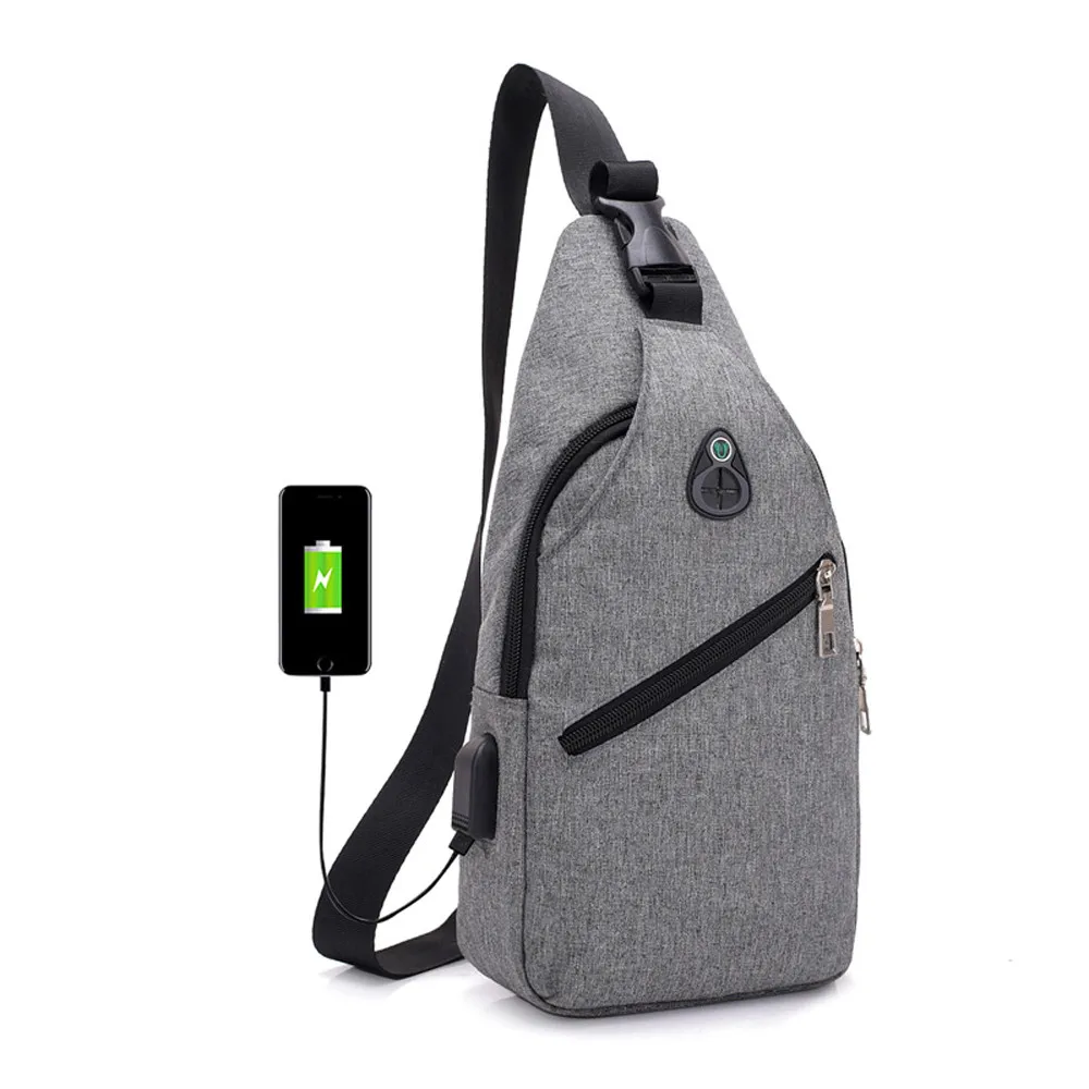 Высококачественная Мужская сумка на плечо, повседневная мужская однотонная USB холщовая дорожная военная сумка-мессенджер, сумка на плечо, нагрудная сумка