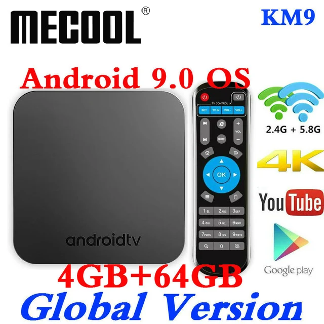 

MECOOL KM9 Android 9 TV Box Amlogic S905X2 DDR4 4GB RAM 64GB ROM USB 3.0 4K HDR 2.4G/5G Wifi BT4.1 Set top Smart TV Box