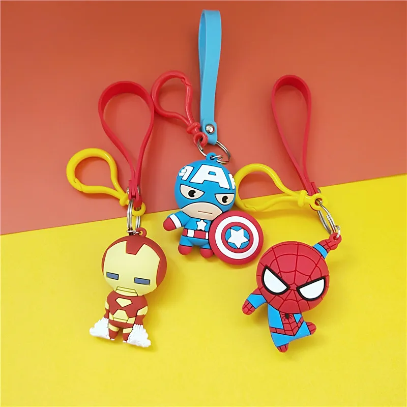 3D мультфильм фигурка ПВХ Marvel Мстители брелок милый супергерой Бэтмен Человек