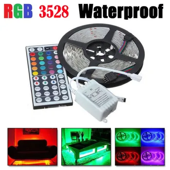 

Home Colorful Light 5M RGB 3528 300 Led SMD Flexible Light Strip Lamp+44 key IR Remote Controller Waterproof DIY household light
