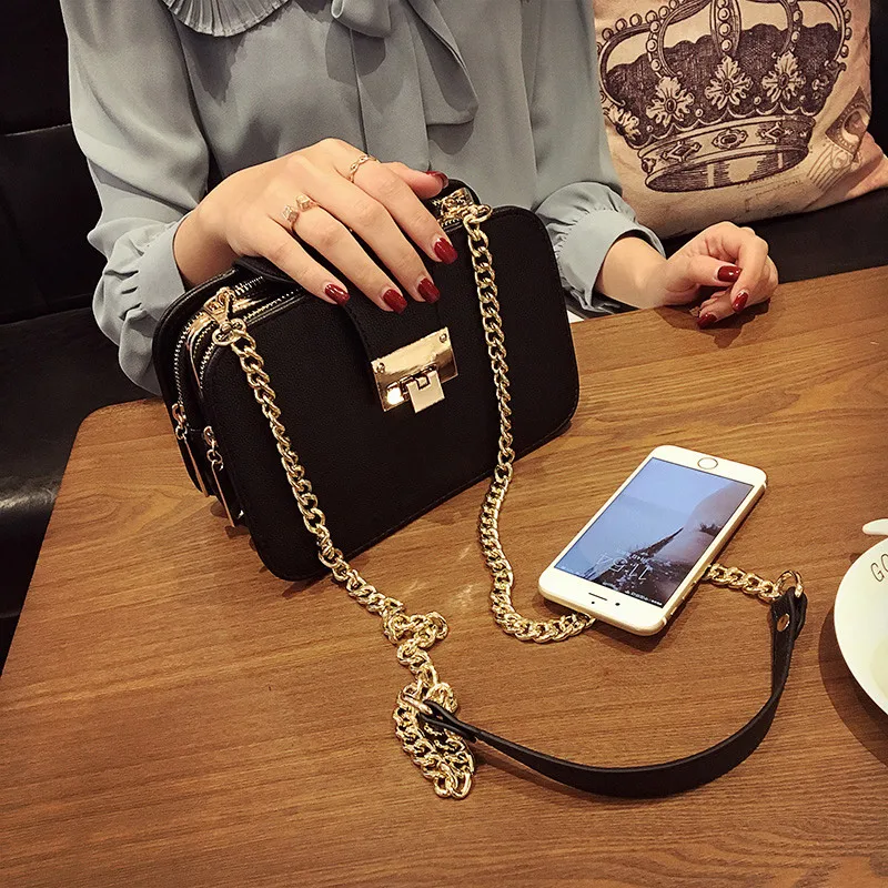 Women s fashion handbag three layer shoulder bag messenger bag vintage popular mobile phone small bag