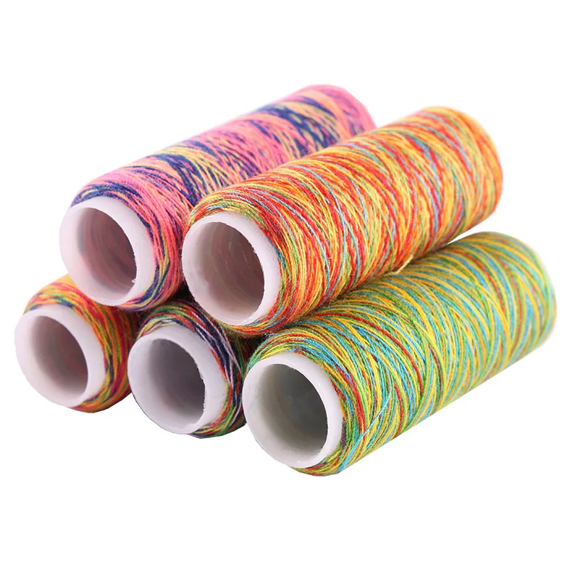 

5 Rolls Rainbow Color Sewing Thread Hand Quilting Embroidery Sewing Thread for Home DIY Sewing Accessories