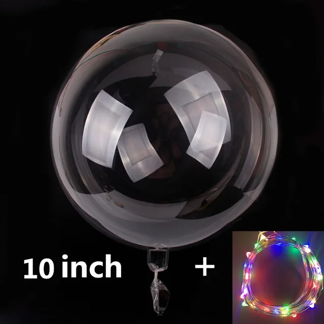 24 дюйма 36 дюймов светящийся светодиодный шар, прозрачные круглые декоративные пузырьки, декор для дня рождения, свадьбы, светодиодный шар, Рождественский подарок - Цвет: 10inch with led