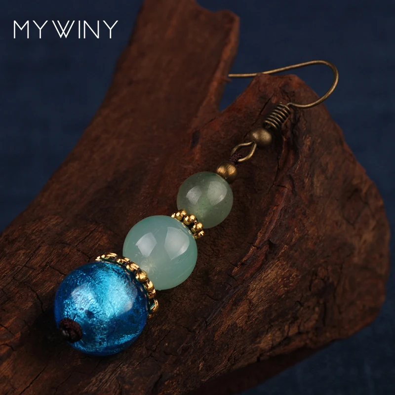 Женские длинные серьги MYWINY Винтажные с разноцветными бусинами и