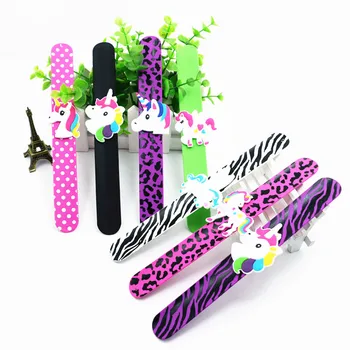 

Jiangzimei 24pcs/lot Unicorn PVC soft glue Leopard, Dot, Zebra Wristband Cartoon Bangle bracelet for Kid Children Girl Boy