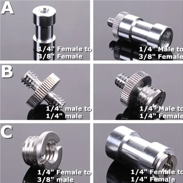 Prix pour 10 ensembles 3 en 1 Chrome-plaqué acier 1/4 "3/8" vis 3/8 "robinet Stud Convertir Adaptateur Kit pour Appareil Photo REFLEX Trépied Prix pour 10 ensembles 3 en 1 Chrome-plaqué acier 1/4 "3/8" vis 3/8 "robinet Stud Convertir Adaptateur Kit pour Appareil Photo REFLEX Trépied