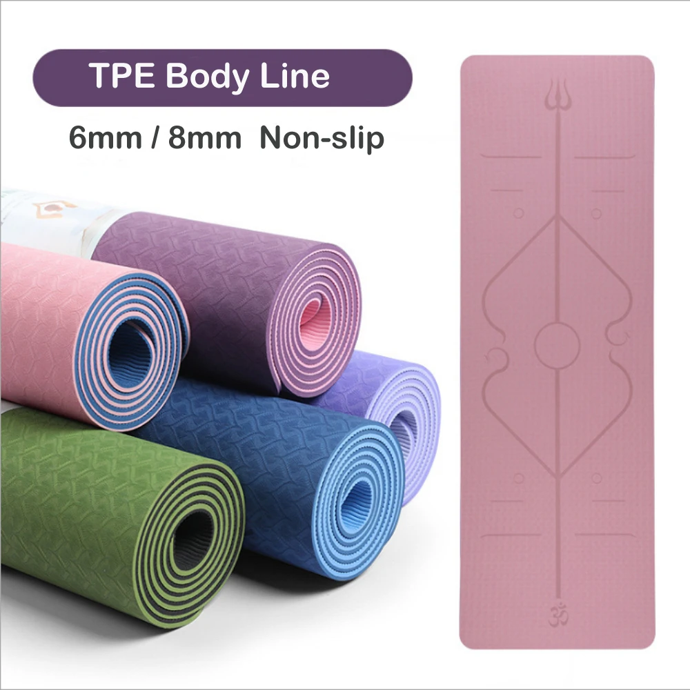 

Durable TPE Yoga Mat 6mm 183*61cm Non-slip Fitness Mat Yoga Body Line TPE acupressure Mat Yoga Fitness Mat For Yoga beginner