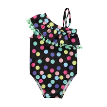 Bebe swim/черный комбинезон с одним плечом для девочек; купальный костюм в горошек с одной подтяжкой для малышей; детская одежда