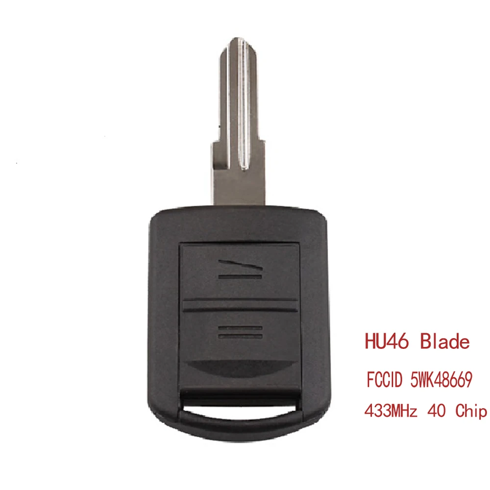 KEYYOU 2 кнопки дистанционного ключа автомобиля 5WK48668 для Opel AGILA Марка Meriva Astra CORSA C COMBO VAN TIGRA VECTRA 433,9 МГц с чипом ID40 - Количество кнопок: HU46 Blade ID40