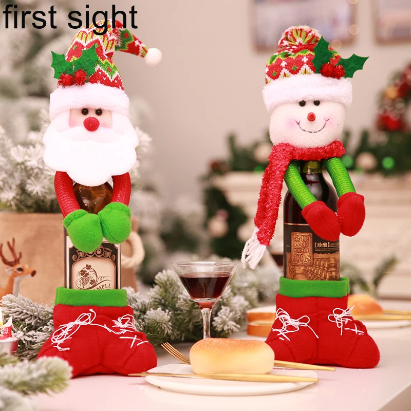 

Christmas bottle set, Christmas party cloth decoration red wine bottle gift, table wine bag restaurant holiday dress up