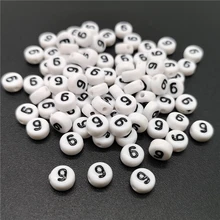 4x7mm Carta 9 Oblato Contas Alfabeto Acrílico Contas Para Fazer Jóias DIY Acessórios Pulseira Colar