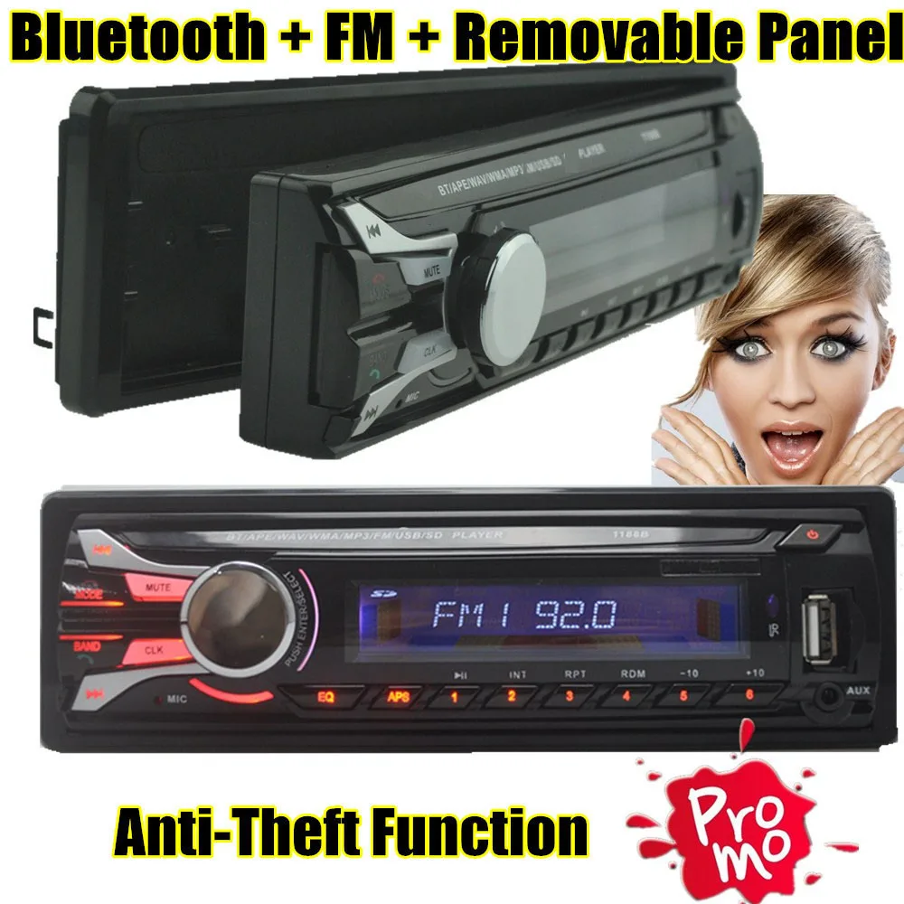 hot sale Car Radio bluetooth Detachable front panel Seperable front panel 1 Din Stereo FM USB