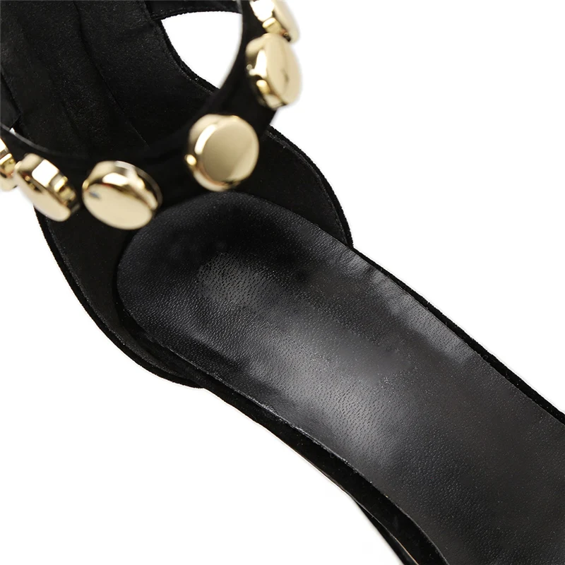 Модные летние Для женщин 11,5 см черные туфли на высоком каблуке сандалии на платформе, женские Фетиш в стиле «Гладиатор» из металла с блестками; женская обувь; роскошные женские туфли-лодочки