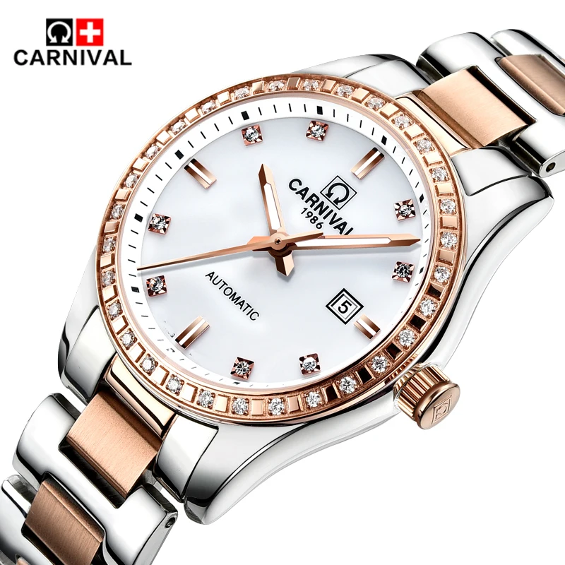Marca de Luxo Relógio de Diamantes Relógio de Pulso à Prova Carnaval Relógios Mecânicos Automáticos Mulheres Senhoras d’ Água Relógio Feminino Top
