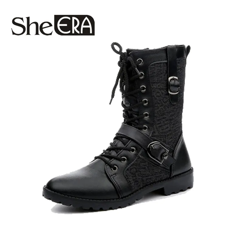 Женские ботинки до середины икры She Era мужские мотоциклетные ковбойские для