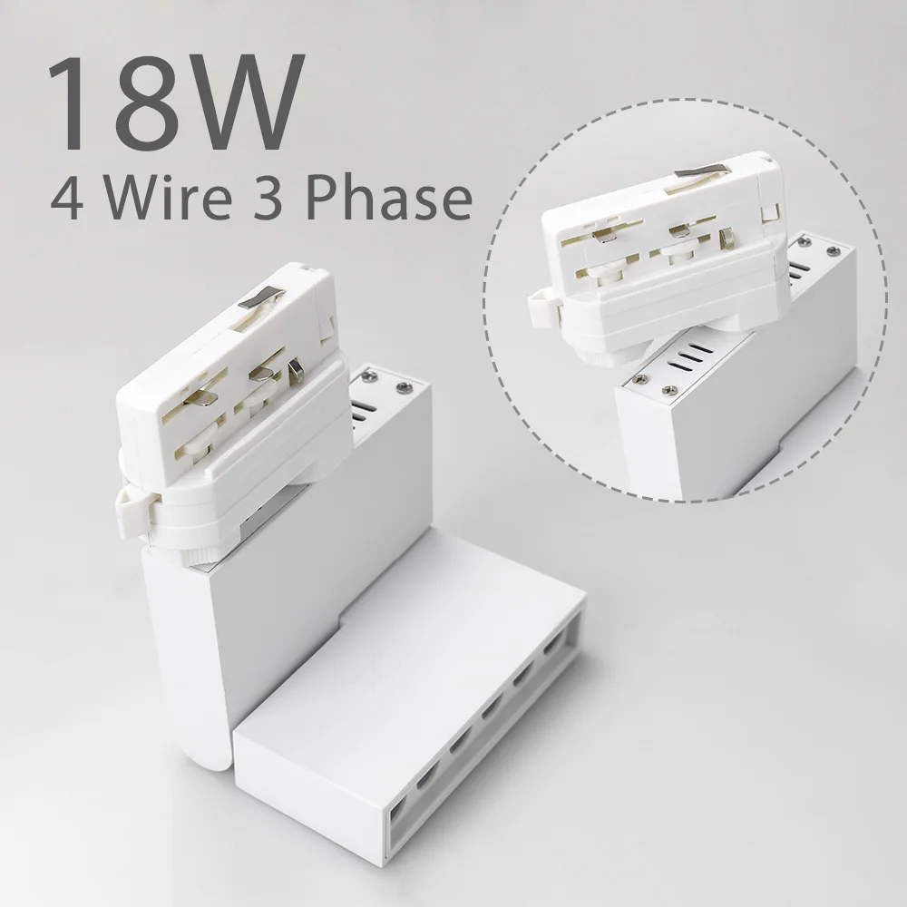 White 18W-4wire 2/3/4 провода 3 фазы светодиодный трек светильник 12 Вт 85-265V рельсового Точечный светильник s современный трек Сапоги с подсветкой магазин лампы выставочный цех светильник Инж - Испускаемый цвет: White 18W-4wire