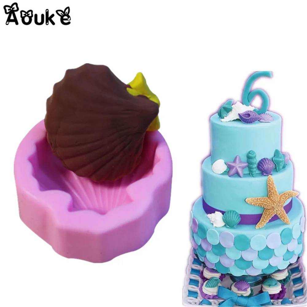 

3D Liquid Silicone Conch Pattern Fondant Cake Molds Chocolate Jelly Dessert Decorating Tools DIY Kitchen Baking Accessories